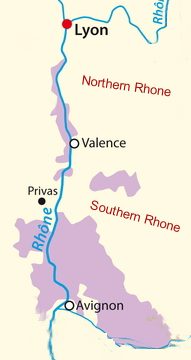 Wine Map of the Rhone Valley France