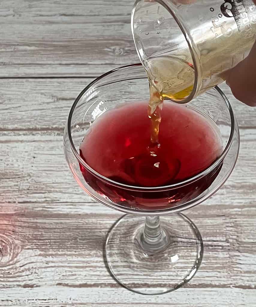 Adding Lemondrop mix to the Coupe Glass