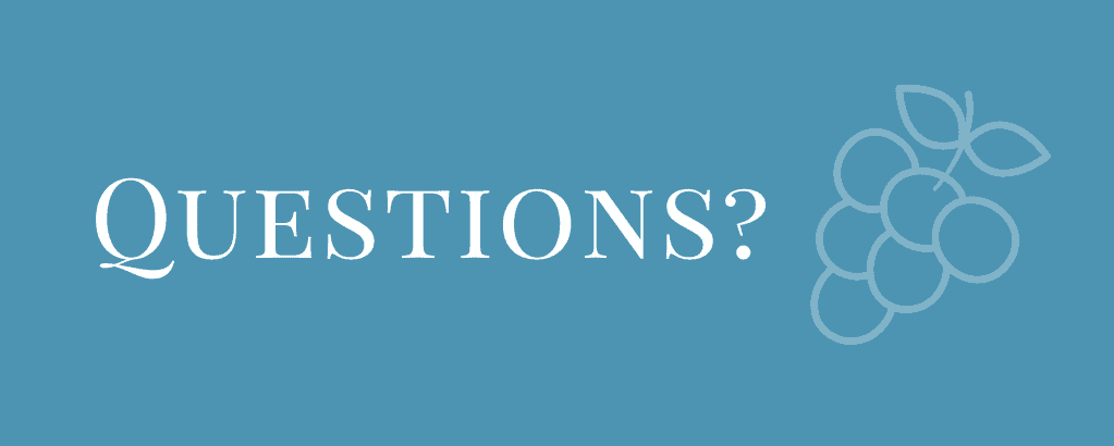 Teal banner with the word Questions?