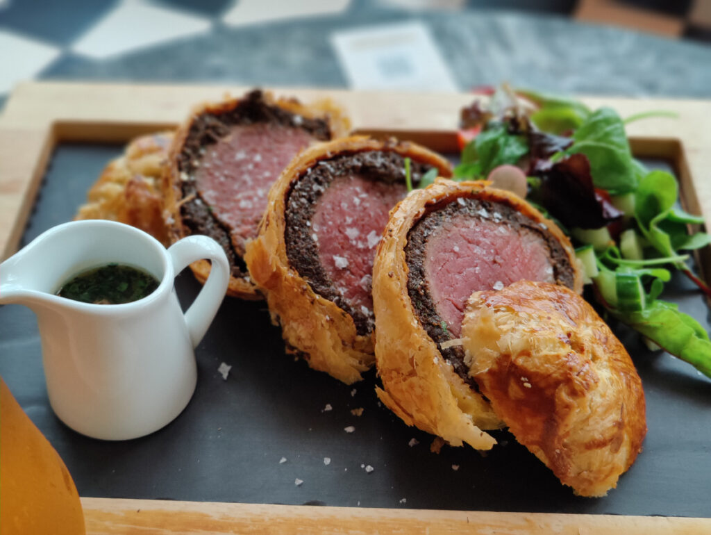 A delicious Beef Wellington at a restaurant in London