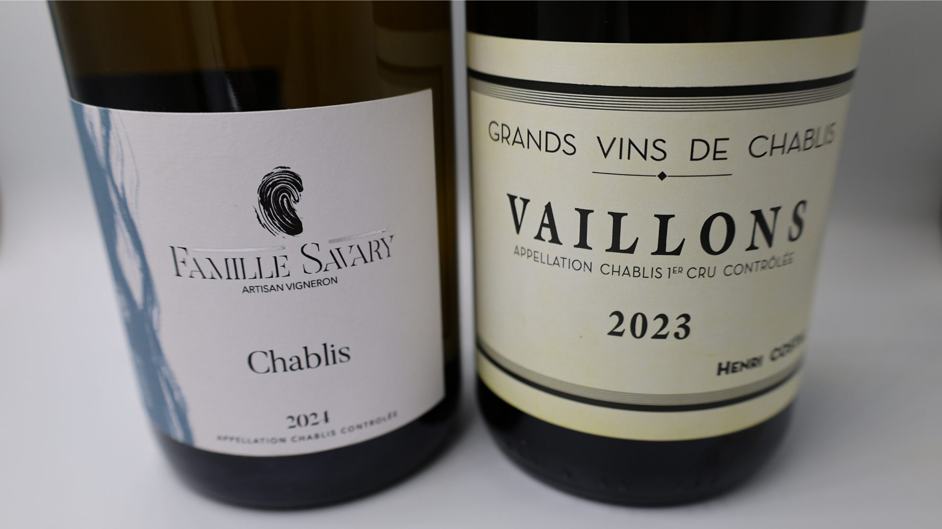 Chablis Labels 1920×1080 Two bottle of Chablis, side by side