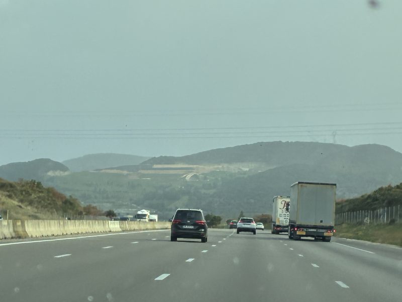 View from driving North on the highway from CdP to Tain l'Hermitage