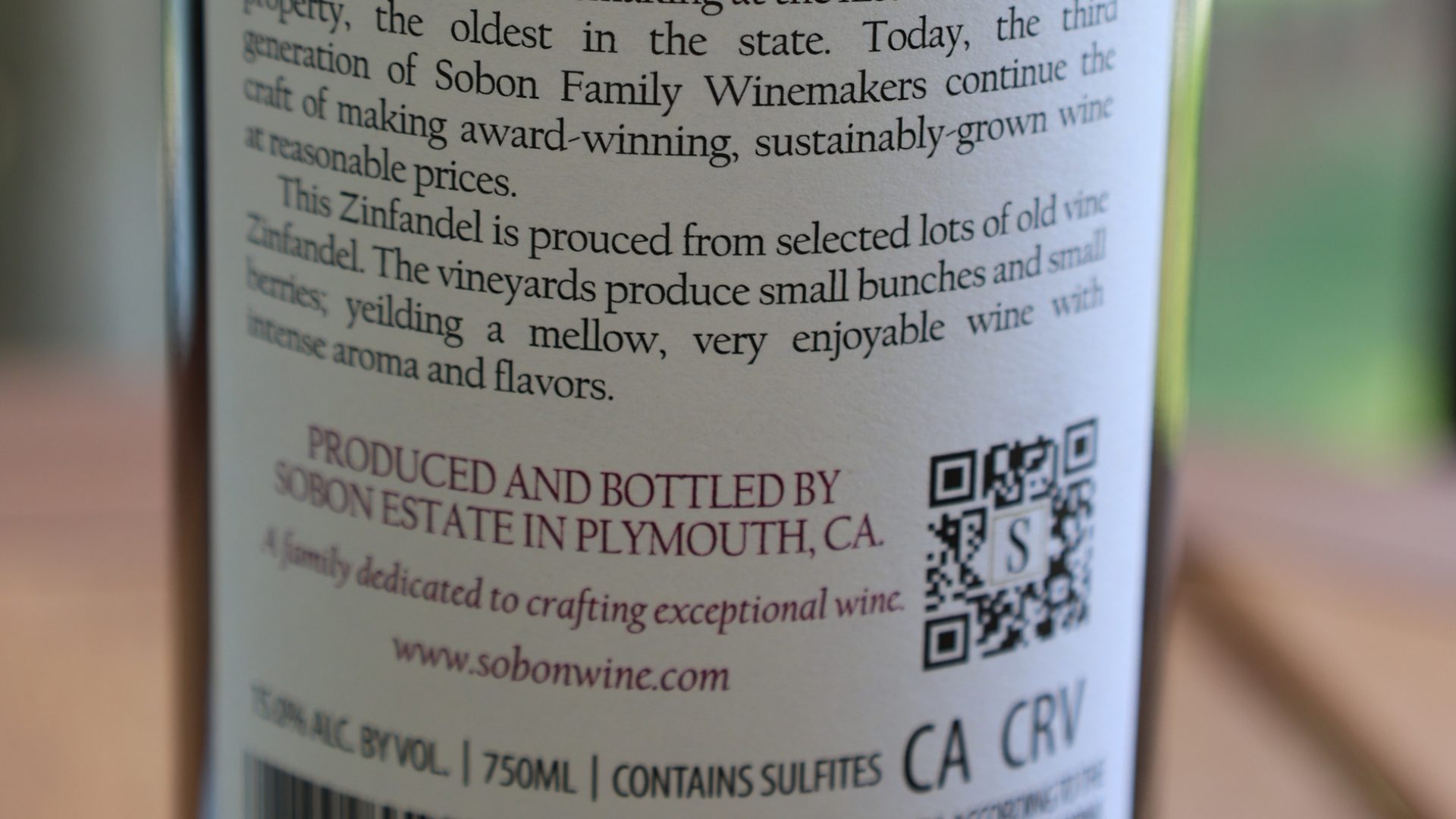 Zinfandel Bottle Back Label 1920 x 1080